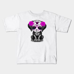 Cute Purple Day of the Dead Puppy Dog Kids T-Shirt